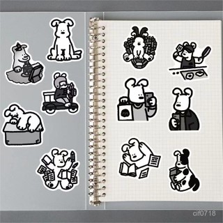🖤小貼紙 卡通貼紙 124張韓係簡約黑白ins風小狗貼紙創意小眾高顔值手機殻手帳本貼畵 手賬貼紙 行李箱貼紙 水壺貼
