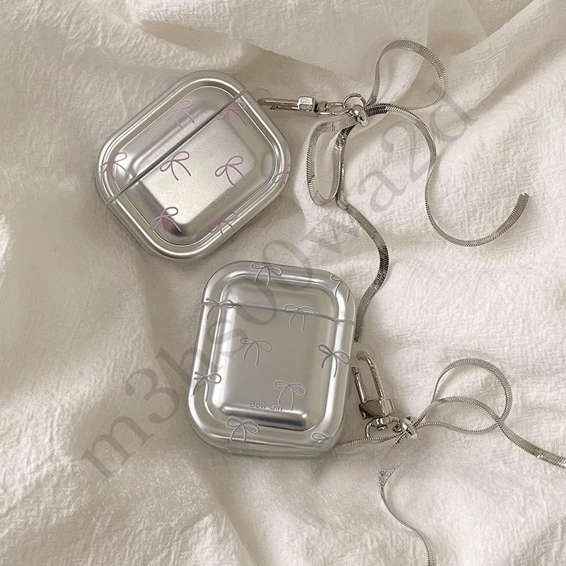 韓系ins 銀色蝴蝶結 耳機套 Airpods pro 4代 防摔保護套 3代耳機殼 1/2代 4代耳機保護殼