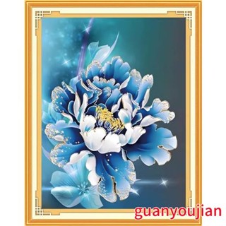 十字繡材料包53*70cm中格三股 花開富貴 藍牡丹色 妖姬 掛畫風景 客廳新款臥室 生態棉線