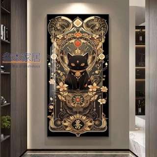 diy手工🌈黑金招財貓鉆石畫2025新款5d客廳十字繡點鉆磚石貼畫手工diy帶框 三木家居