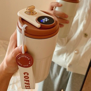316不銹鋼咖啡杯保溫杯女生高顔值車載便攜水杯智慧學生隨行杯子