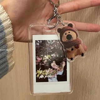 新店優惠🌸限時下殺🌸卡套 收納套 展示套 保護套 ins透明卡套學生公交校園飯卡追星3寸拍立得小紅書彈簧掛件 鑰匙扣