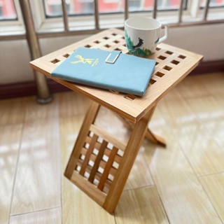 【雅然家居】實木折疊咖啡桌小戶型床邊桌免安裝便攜戶外陽臺方桌家用茶幾餐桌