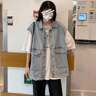 【8266人好評】2025春秋新款韓版中長款外穿馬夾百搭無袖寬鬆牛仔馬甲外套女潮【Crown】S5