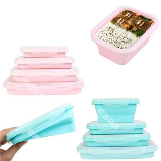 可伸縮食品級折疊矽膠飯盒 午餐盒 便當盒 新品 耐高溫矽膠保鮮盒 戶外露營飯盒 矽膠飯盒 環保