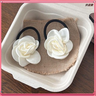 臺灣出貨🌸小香風氣質山茶花髮圈 韓國髮圈 髮飾 ins髮圈 皮筋 頭飾女 高彈力耐用橡皮筋側邊髮夾夾子高階感飾品