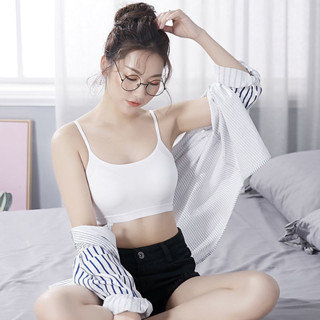 Lam 內衣 無痕內衣Lam 內衣內衣女純棉抹胸式聚攏文胸罩內衣可調節肩帶美背一片式裹胸式