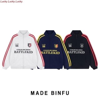 Lucky✨新款美式複古條紋棒球外套感撞色潮女拉鍊條紋開衫外套男秋季運動寬鬆情侶外套