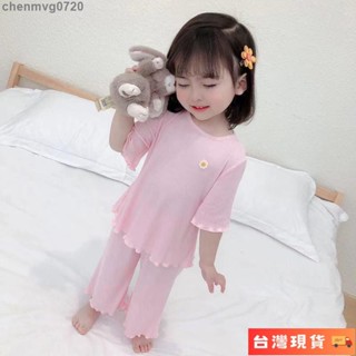 🌺臺灣限時低價🌺女童夏季睡衣套裝2025新款女孩冰絲薄款空調服寶寶短袖洋氣家居服