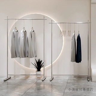 【小美家居專營店】服裝店展示架不銹鋼簡約落地式中島掛衣架男女童裝店貨架陳列道具