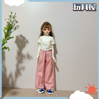 【限時殺價✨免運】bjd4分娃衣套裝白t短袖上衣褲子闊腿褲休閒4/1娃娃衣服窈窕體cd