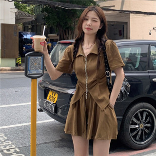 ⚡大碼套裝⚡大碼女裝 短袖上衣 女裝 時尚休閒套裝女 夏季女裝 休閑時尚 胖mm顯瘦 鬆緊帶短褲 減齡運動服兩件套 套裝