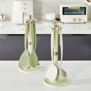 廚房用品 廚房用品 廚房桌麵剷勺掛架 六頭旋轉廚具架 鍋剷湯勺炊具 輕奢收納架置物架 廚房收納 YU7H