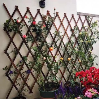 戶外木格柵碳化防腐木籬笆伸縮木拉網花園木柵欄網格花架庭院圍欄 實木柵欄 防腐籬笆柵欄 庭院木柵欄 爬藤架