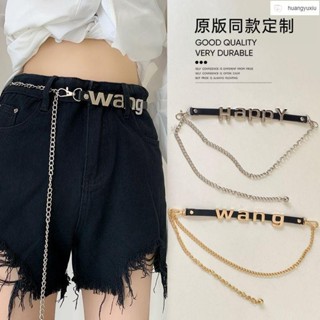 🎀臺灣出貨🎀RUIRUI🎀個性字母女士皮帶金屬腰鏈褲鏈牛仔褲百搭黑色褲帶腰帶女式裝飾