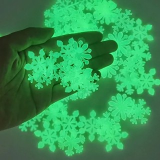 【1件出貨】50片 3d立體夜光雪花牆貼兒童房間天花板裝飾客廳發光熒光臥室貼紙 耶誕節雪花熒光玻璃貼飾批發