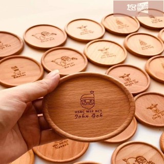 🌸悠米【客製化】【杯墊】 胡桃木 實木杯墊 訂製logo 刻字來圖訂製 杯墊 木質 咖啡隔熱 茶杯墊