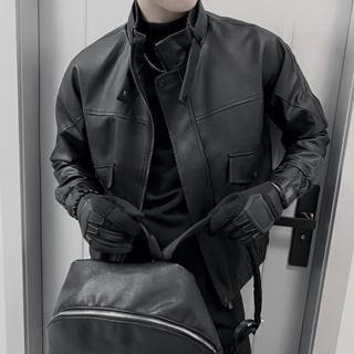 男士立領重磅機車服皮衣外套韓版潮流pu2025新款春秋季男裝皮夾克七夜星男女裝