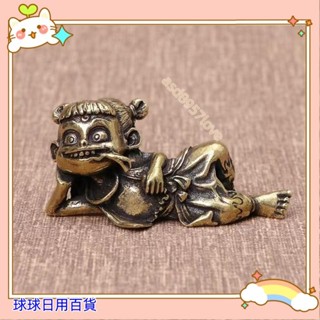 🔥壹灣暢銷+可開發票🔥仿古純銅哪吒茶寵擺件三太子實心黃銅實心書房鎮紙筆辦公桌面筆擱🔥