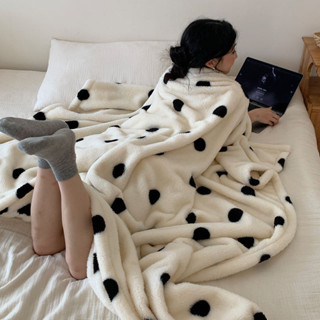 🏠居家生活🍓毛毯 空調毯 萬用毛毯 單人/雙人 ins風圓點波點小清新牛奶絨休閒毯午睡毯冬季加厚保暖雙麵絨蓋毯