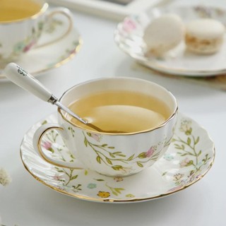田園風 咖啡杯碟組 陶瓷 下午茶 英式紅茶 南瓜造型 附湯匙 禮盒組