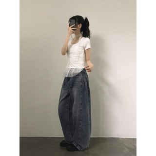Codibook｜韓國 ondeed 復古水洗褶皺寬鬆牛仔長褲［預購］牛仔褲 女裝