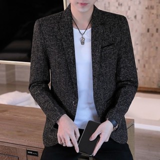 【XIU】 ™西服男士春秋冬季休閒外套韓版修身加絨加厚小西裝青年上衣男裝潮 西裝外套
