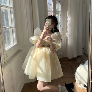 超CP 法式復古宮廷風仙女洋裝女氣質甜美生日派對小禮服歐根紗蓬蓬裙