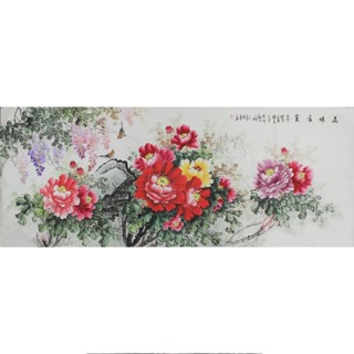 純手繪小六尺國畫花鳥畫牡丹花花開富貴吉祥臥室客廳書房掛畫