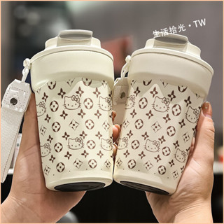 咖啡杯316不銹鋼水杯男女學生保溫杯吸管車載隨行車載輕奢kitty貓520送禮物