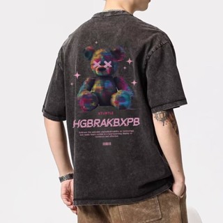 美式水洗oversize夏季五分袖t恤男 高街半袖衣服ins潮寬鬆t恤潮牌印花t 男T 短袖男（LZS239）【壹號站】