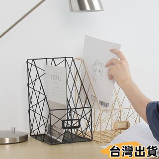 臺灣熱賣⚡北歐ins風 鐵藝收納架 復古色 桌面書報雜誌檔案架 辦公室置物架 收納整理架 辦公收納整理架 網格書38