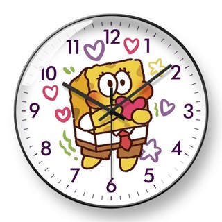 【限時免運】破損補寄 時鐘 掛鐘超靜音派大星客廳鐘表兒童房間墻掛表海綿寶寶家用自動對時鐘臥室電波鐘501