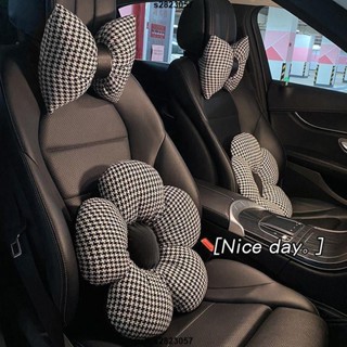 大促銷四 頭枕 腰枕 靠墊汽車頭枕車用護頸枕腰靠四季通用花朵抱枕車內座椅套裝女神腰靠枕
