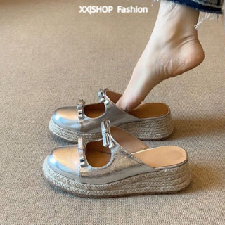 【XX|茜茜 SHOP】免運 夏季涼拖鞋女 厚底增高涼鞋 蝴蝶結鏤空厚底鬆糕包頭涼拖鞋女 增高小個子時尚百搭拖鞋