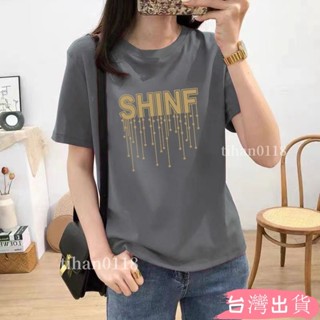 100%純棉韓版短袖女上衣大碼上衣短袖T恤女短袖上衣寬鬆上衣印花T恤女女生衣服韓系上衣短袖tihan0118