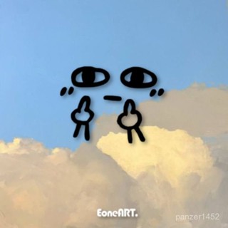 🔥桃園有貨🔥【店鋪熱銷】EONE鏤空車貼可愛獃萌裝傻錶情汽車摩託機車拉桿箱頭盔防水貼紙 ZYE5