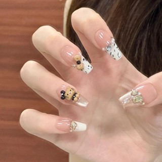 💙臺灣出貨💅🏻【店鋪熱銷】法式美拉德豹紋手工穿戴甲卡臺KT貓眼甜酷可愛美甲顯白爆閃指甲片