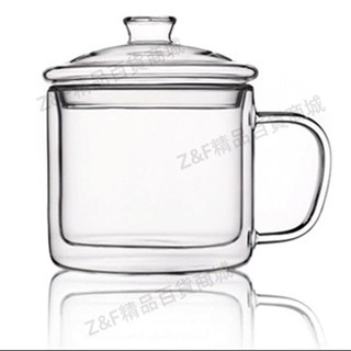 免運💎帶統編💎「玻璃茶杯」 [1596人收藏]加厚耐熱 雙層 玻璃杯 咖啡杯透明高硼矽馬克杯帶把手創意懷舊大茶缸1