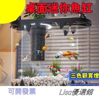 家用桌面迷你魚缸 免換水魚缸 小型魚缸 過濾器魚缸 生態魚缸 懶人魚缸 鬥魚魚缸 養魚缸 魚缸小型漁缸 鬥 ＝臺灣專供