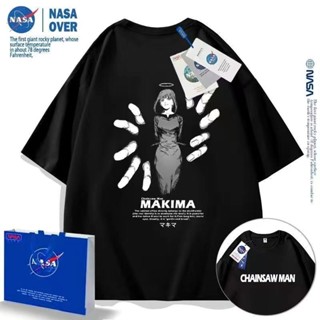 新款臺灣出貨 NASA聯名日漫電鋸短袖t恤情侶款夏季寬松休閑ins百搭半袖上衣潮 動漫周邊 潮牌衣服 動漫短袖