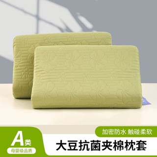 「🌟蝦皮熱銷」【四季適用】A類大豆防水夾棉乳膠枕套一對裝枕頭套夾棉成人40x60單人記憶枕套 TS9M