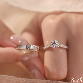 Such·戒指|情侶對戒 情侶戒指一對鉆戒結婚模擬訂婚求婚送老婆禮物 戒指女 尾戒 戒子 食指戒指 戒指女生 指環