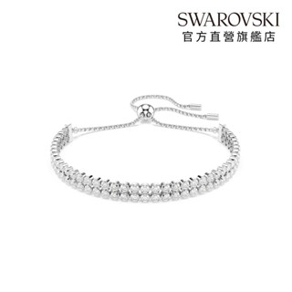 【施華洛世奇SWAROVSKI】Matrix Tennis 手鏈圓形切割 白色 鍍白金色 水晶 禮物 官方直營