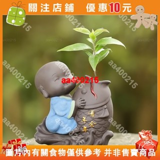 【蜂鳥特賣場】禪意小和尚家居 擺件 可養禪意小沙彌 辦公室茶桌茶具可愛迷你水培小花器#aa400215