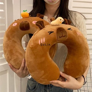 卡皮巴拉U型枕🌸 豆豆絨記憶棉害羞可愛卡皮巴拉u型枕情侶款便攜式旅行坐車護頸枕辦公室午睡枕 飛機枕 午睡枕 勁枕