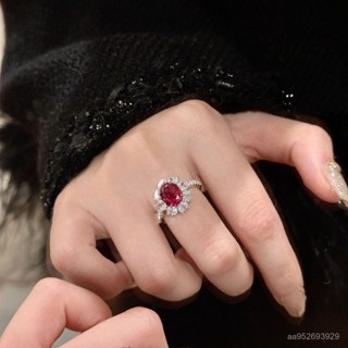 💎金福源珠寶💎玫瑰燄火高級感氣質複古超閃紅色鋯石開口戒指鑽石時尚可調節指環水晶戒指 寶石戒指 鈦鋼戒指 鑽石戒指