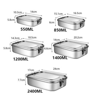 🍑限時下殺價🍑.304不銹鋼便當盒,可拆卸隔板附密封條食品容器,矩形的防漏分開保鮮盒野餐ｑｑｑ