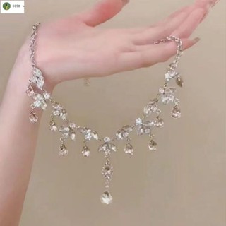 🔥臺灣出貨🔥MIJIU✨輕奢閃鉆鋯石項鏈女小眾設計高級感氣質流蘇鎖骨鏈禮服配飾頸鏈潮