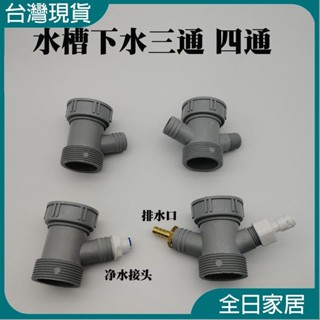【臺灣現出】展拓優選匯 廚房洗菜盆下水管小廚寶排水管四通淨水機排汙不鏽鋼水槽下水三通
